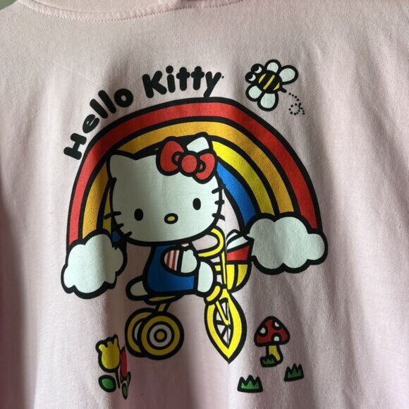 Hello Kitty Hoodie Womens Large Rainbow Graphic Pullover Sweatshirt Sanrio Cat - Picture 5 of 14